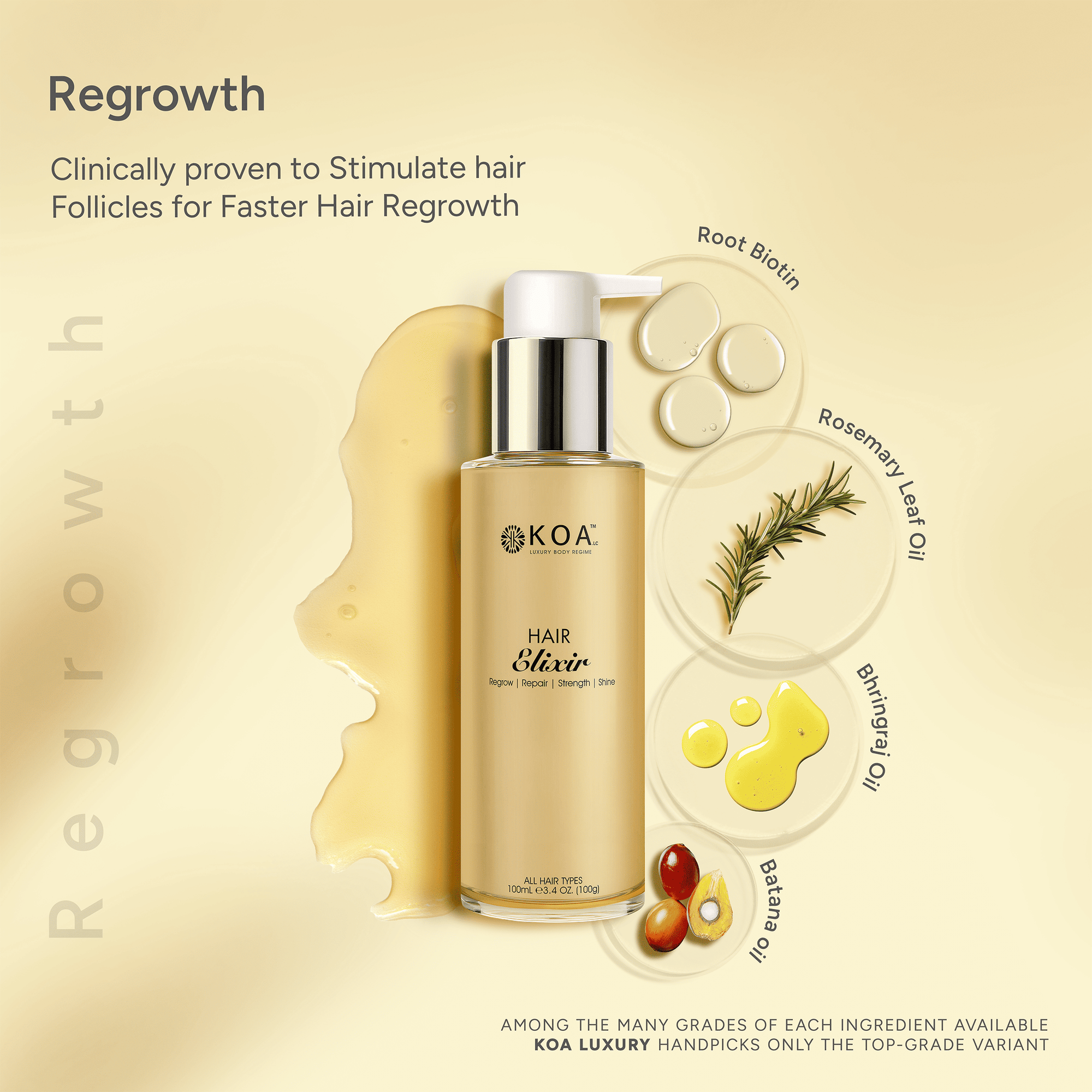 Hair Elixir | Regrow | Repair | Strength | Shine | For All Hair Types | For Both Women & Men | 100mL