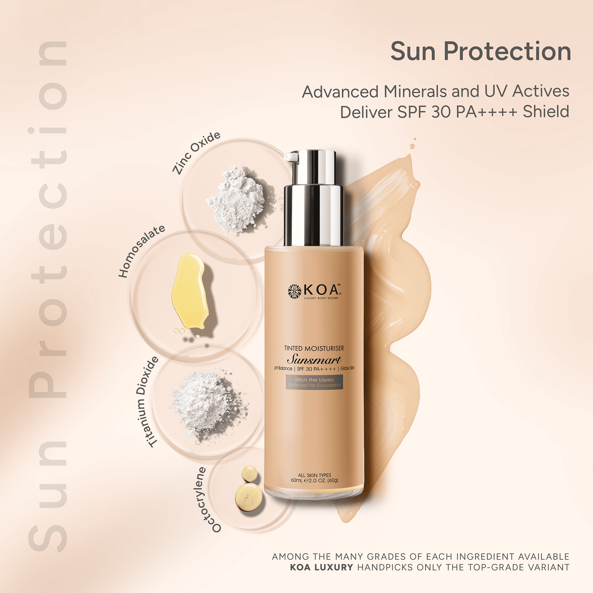 Sunsmart Tinted Moisturiser | pH Balance | SPF 30 PA++++ | Glass Skin | For All Skin Types | For Both Women & Men | 60mL