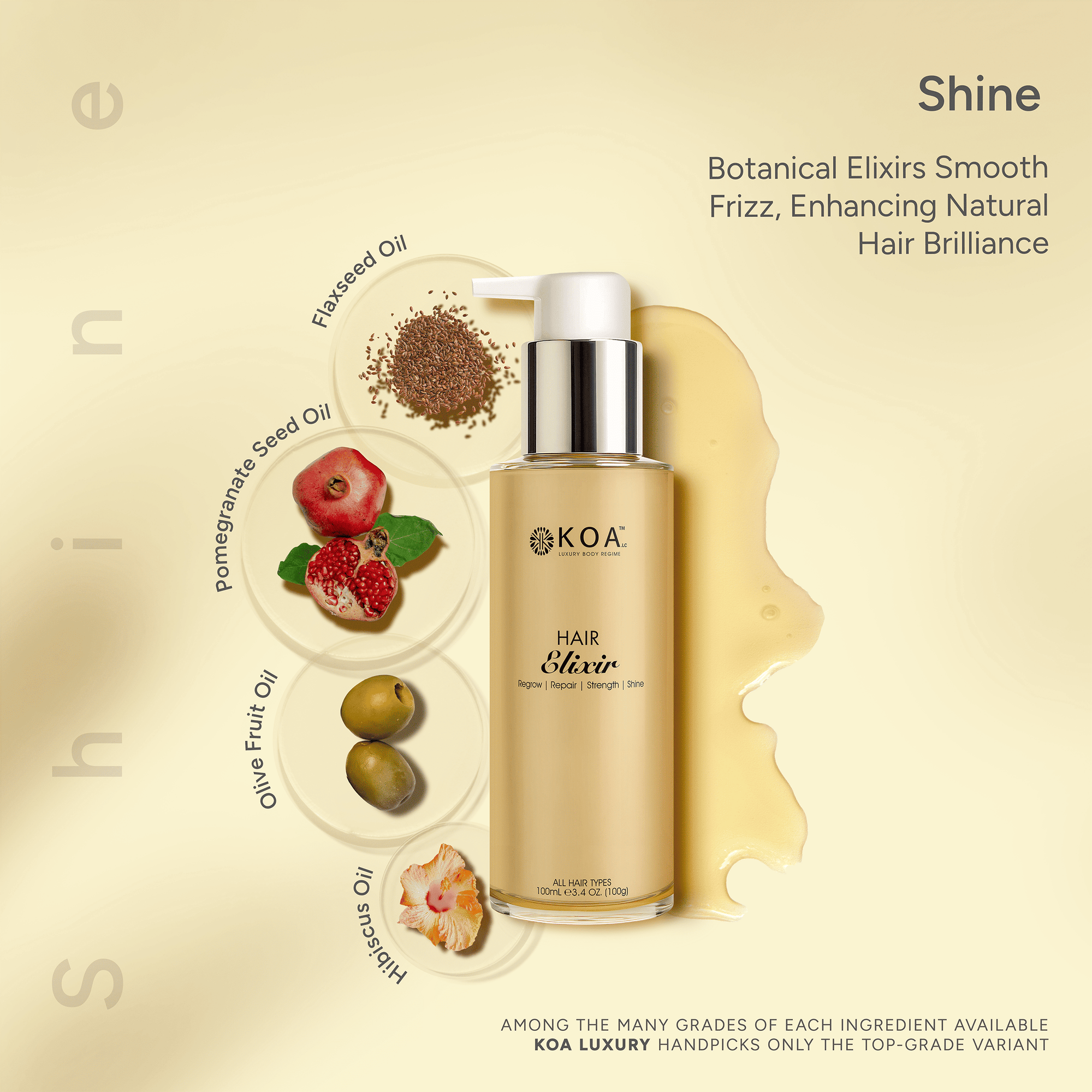 Hair Elixir | Regrow | Repair | Strength | Shine | For All Hair Types | For Both Women & Men | 100mL